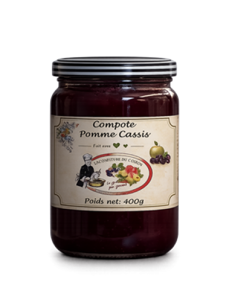 Apfelkompott mit schwarzer Johannisbeere im Glas – La Fruitière de Colpo
